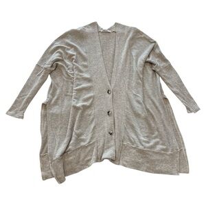 Red Haute Heather Tan Oversized Button Cardigan